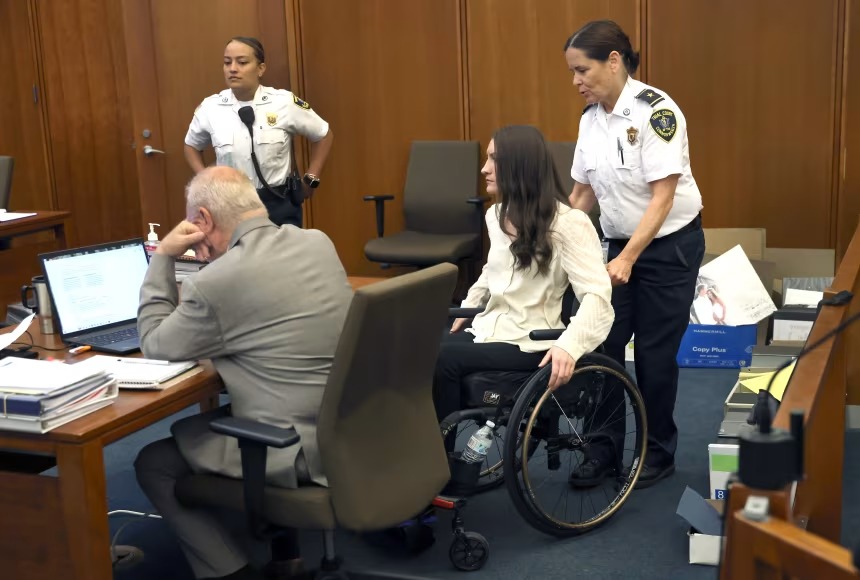 Lindsay Clancy, the Massachusetts mother accused of killing her three children, enters the courtroom for her murder trial on August 5. David L. Ryan/Pool/The Boston Globe