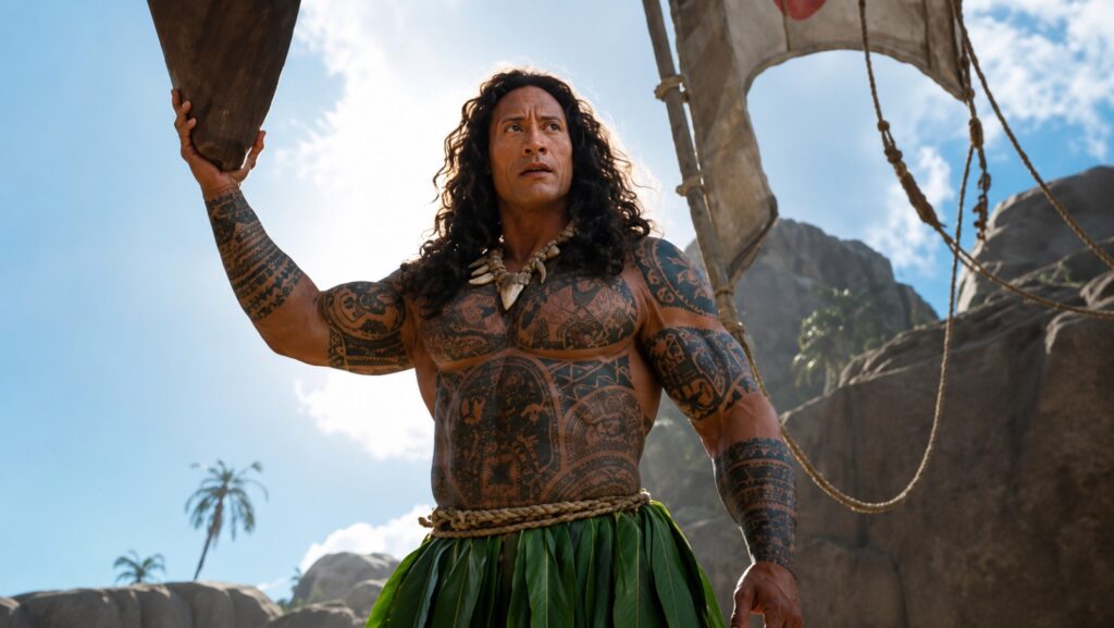 Dwayne Johnson in Disney's live-action 'Moana.' Courtesy of Everett Collection