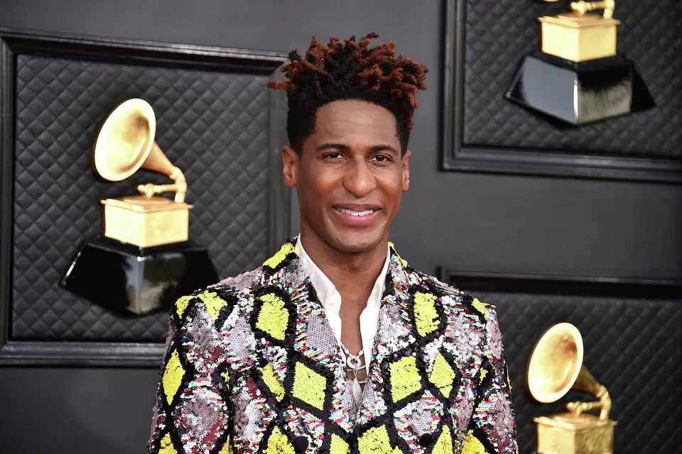 Jon Batiste arrives at the 64th annual Grammy Awards at the MGM Grand Garden Arena in Las Vegas in 2022. Batiste has canceled three concerts scheduled for this week, citing “personal circumstances.”
