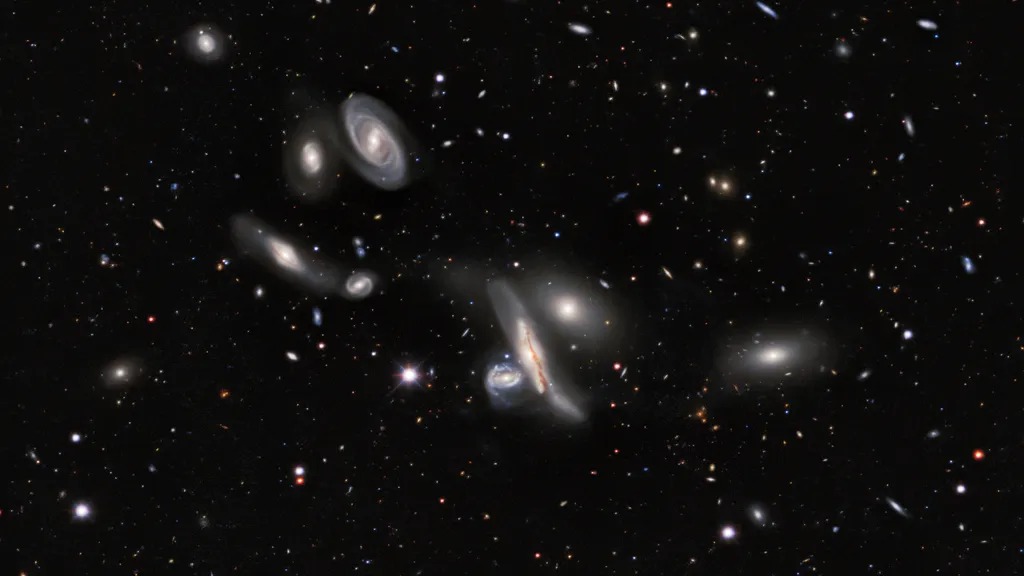 A group of galaxies named the Copeland Septet — just one detail among billions captured in the largest-ever 2D map of the universe. (Image credit: DESI Legacy Imaging Surveys/LBNL/DOE & KPNO/CTIO/NOIRLab/NSF/AURA)