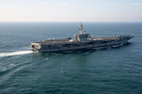 FILE - The USS George Washington aircraft carrier is pictured off the coast of Argentina, May 30, 2024. Victor R. Caivano/AP