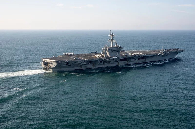 FILE - The USS George Washington aircraft carrier is pictured off the coast of Argentina, May 30, 2024. Victor R. Caivano/AP