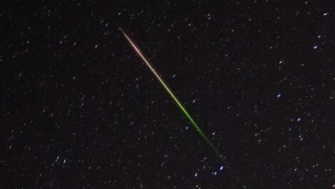 A Perseid meteor seen in the sky over Semnan, Iran, on Aug. 12, 2026. (Image credit: Morteza Nikoubazl/NurPhoto via Getty Images)