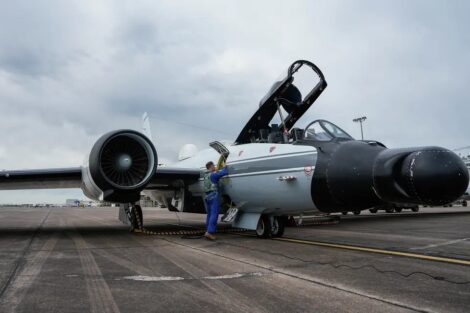 A pilot goes through a pre-flight safety inspection on a NASA WB-57 plane on March 27, 2024, in Houston. Houston Chronicle/Getty Images
