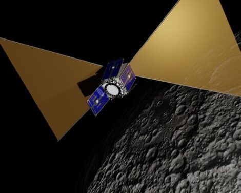 By collecting data when the CosmoCube passes the far side of the moon, the team hopes to avoid interference caused by FM radios and other technology on Earth. Photograph: RAL Digital Creative Services./STFC/UKRI