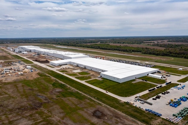 An aerial view of the Ford BlueOval Battery Park under construction in Marshall, Michigan, on May 6, 2026. | Jim West/UCG/Universal Images Group/Getty Images