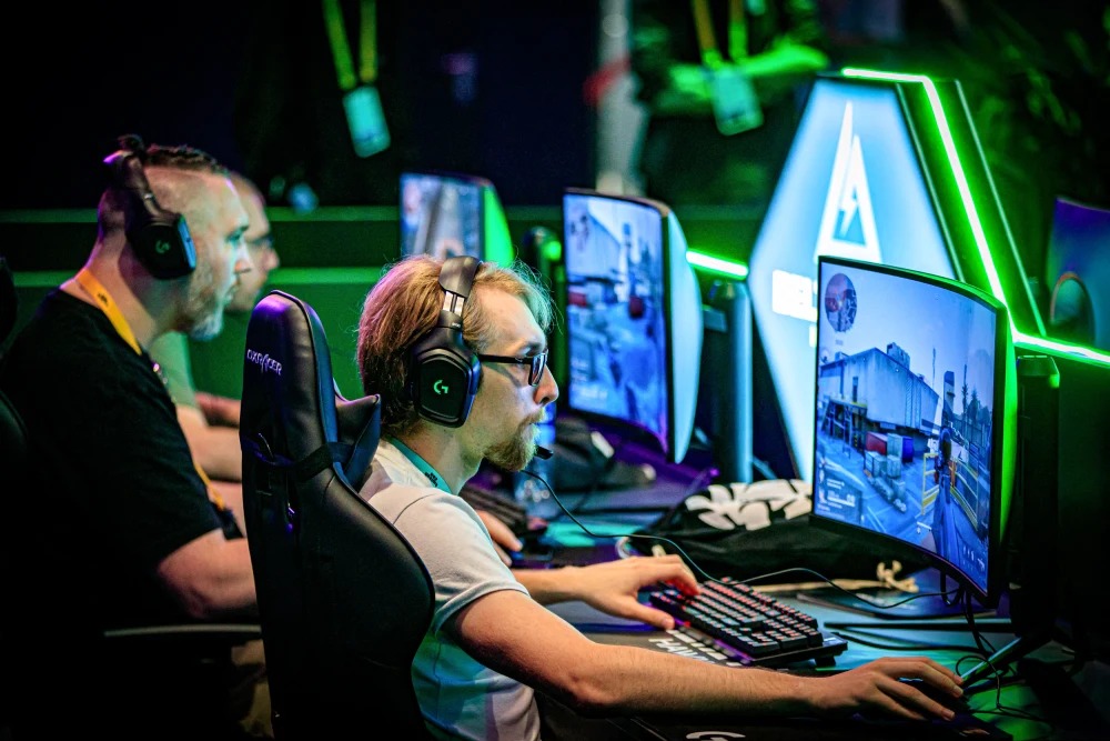 Visitors play video games on computers at TwitchCon Europe in Rotterdam, Netherlands, in 2024. Levin Den Boer / ANP / AFP via Getty Images file