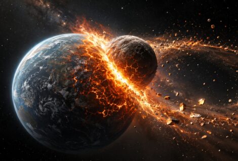 Theia remnants inside Earth may survive as two giant mantle blobs left by the collision that created the Moon. (CREDIT: Shutterstock)