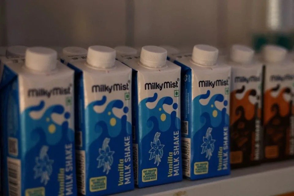 FILE PHOTO: Milky Mist tetra pack shakes are on display for sale inside its outlet in Bengaluru, India, April 28, 2026. REUTERS/Priyanshu Singh/File Photo · Reuters