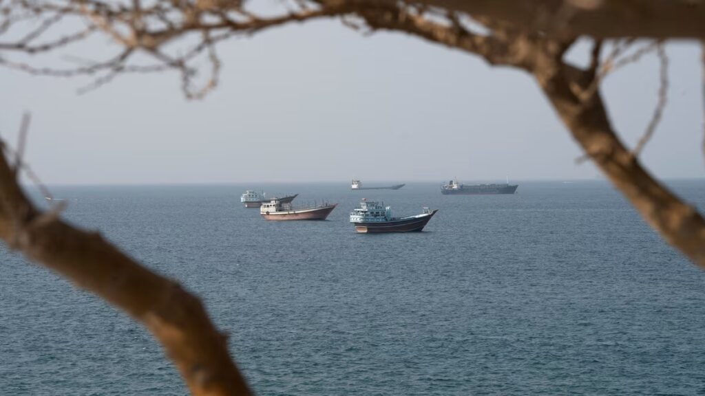 Vessels near the Strait of Hormuz, as seen from Musandam, Oman, August 17, 2026. Reuters