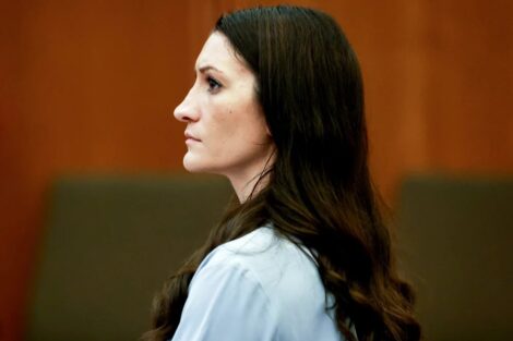 Lindsay Clancy at her murder trial in Plymouth, Mass., on Aug. 11.Jonathan Wiggs / Boston Globe via Getty Images