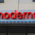 A sign marks the headquarters of Moderna in Cambridge, Massachusetts, U.S., April 28, 2022. REUTERS/Brian Snyder